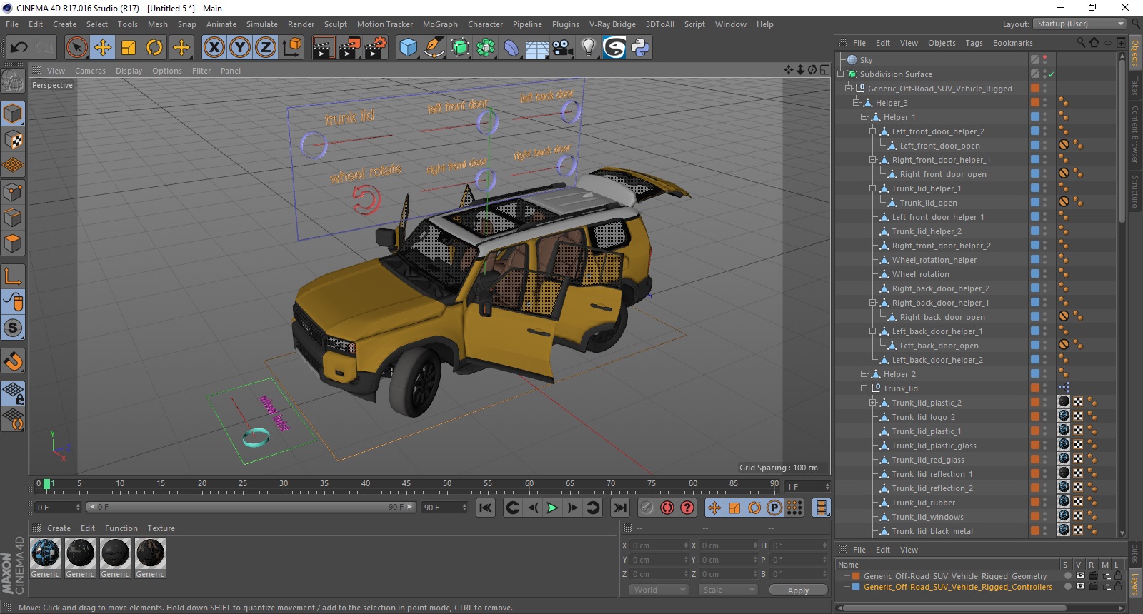 Generic Off-Road SUV Vehicle Rigged for Cinema 4D 3D model
