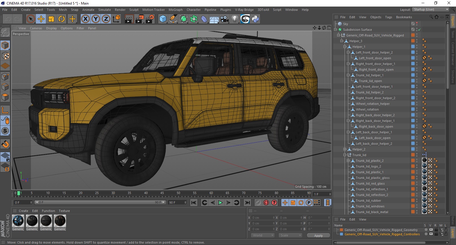 Generic Off-Road SUV Vehicle Rigged for Cinema 4D 3D model