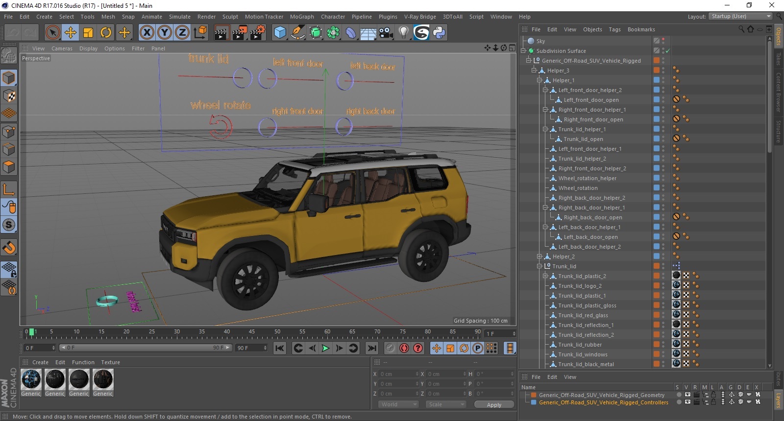 Generic Off-Road SUV Vehicle Rigged for Cinema 4D 3D model