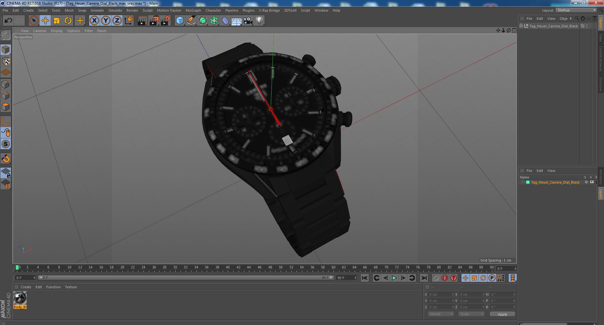 3D Tag Heuer Carrera Dial Black model