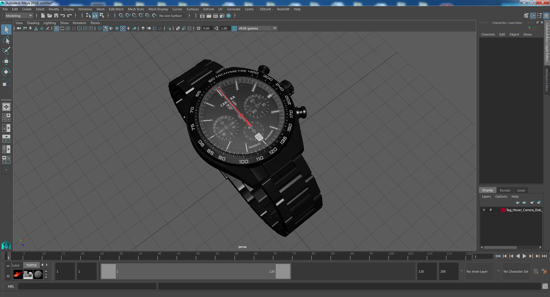 3D Tag Heuer Carrera Dial Black model