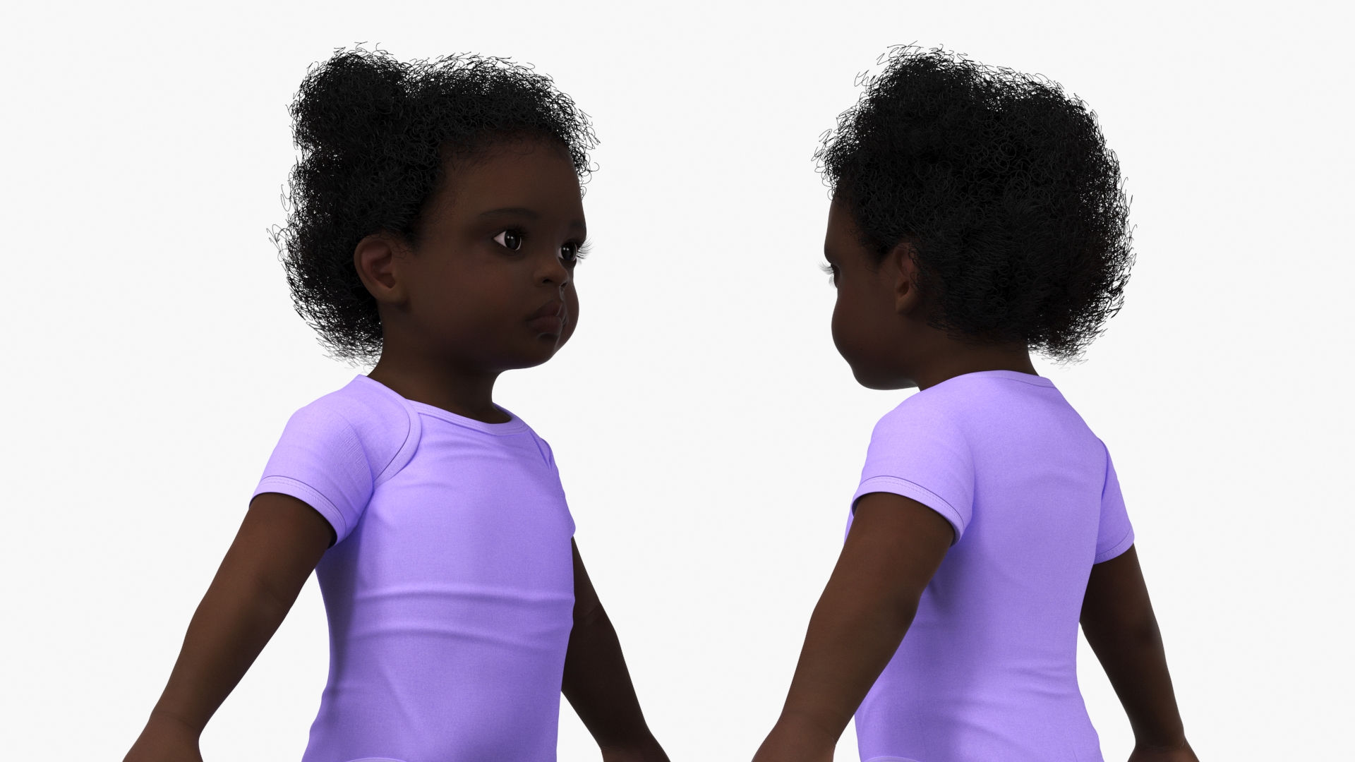 3D Baby Girl Dark Skin Wearing Bodysuit A-Pose model