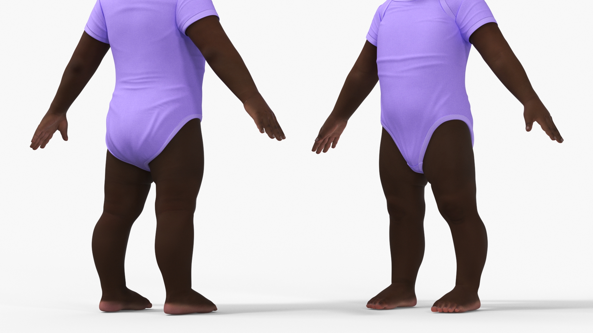3D Baby Girl Dark Skin Wearing Bodysuit A-Pose model