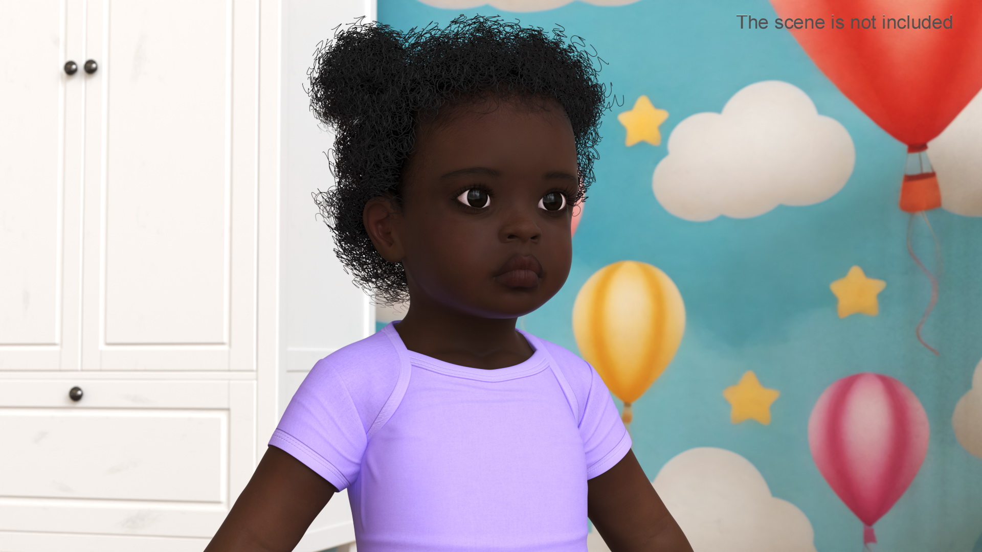 3D Baby Girl Dark Skin Wearing Bodysuit A-Pose model
