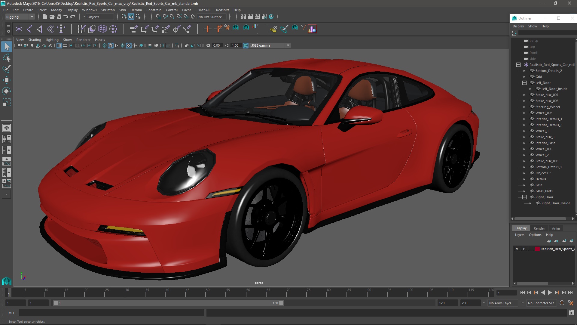 Realistic Red Sports Car 3D model
