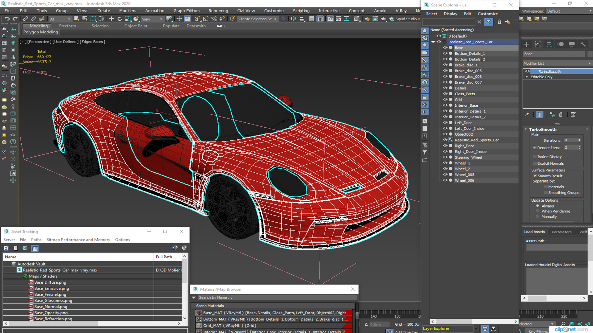 Realistic Red Sports Car 3D model