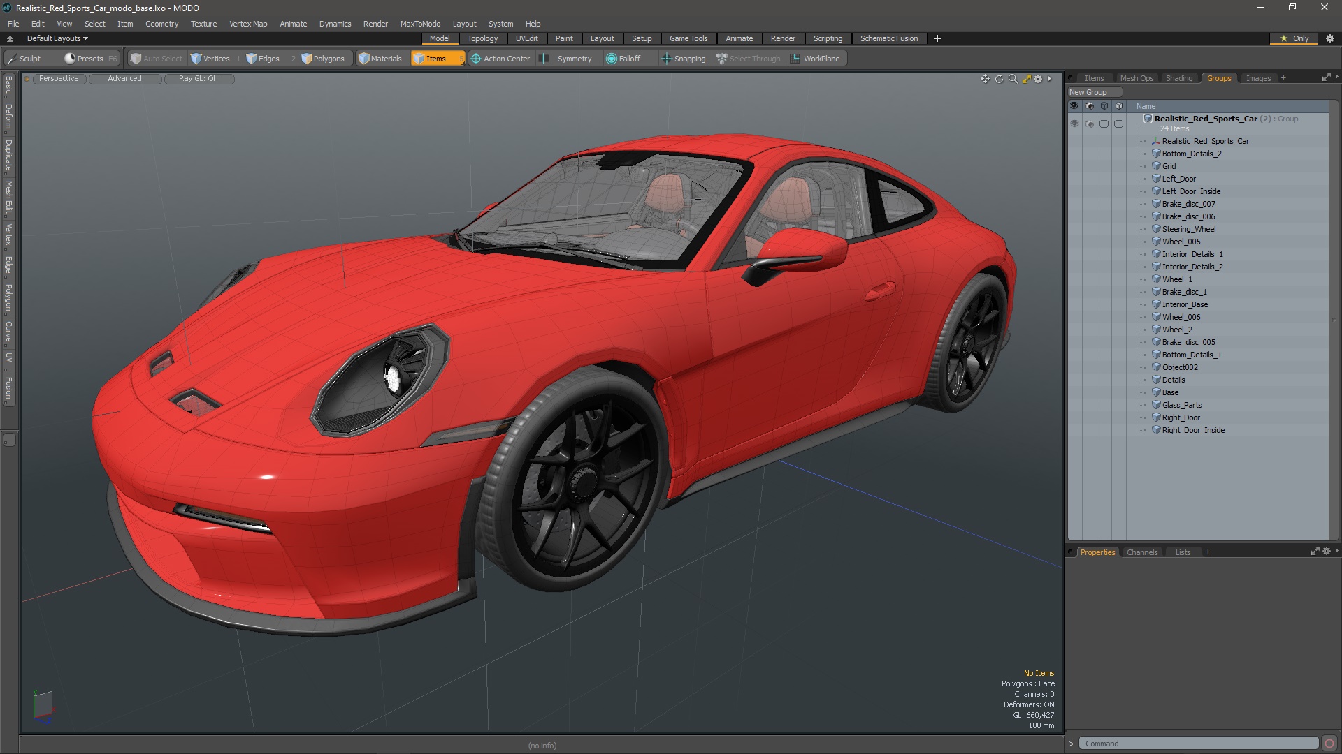 Realistic Red Sports Car 3D model