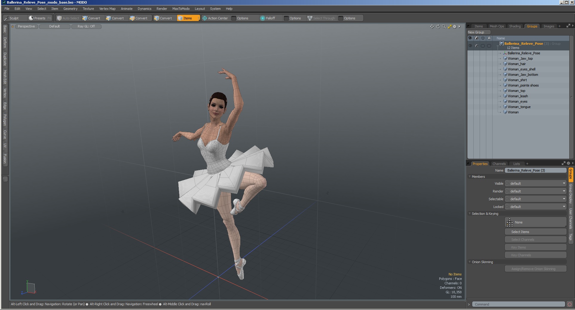 3D Ballerina Releve Pose