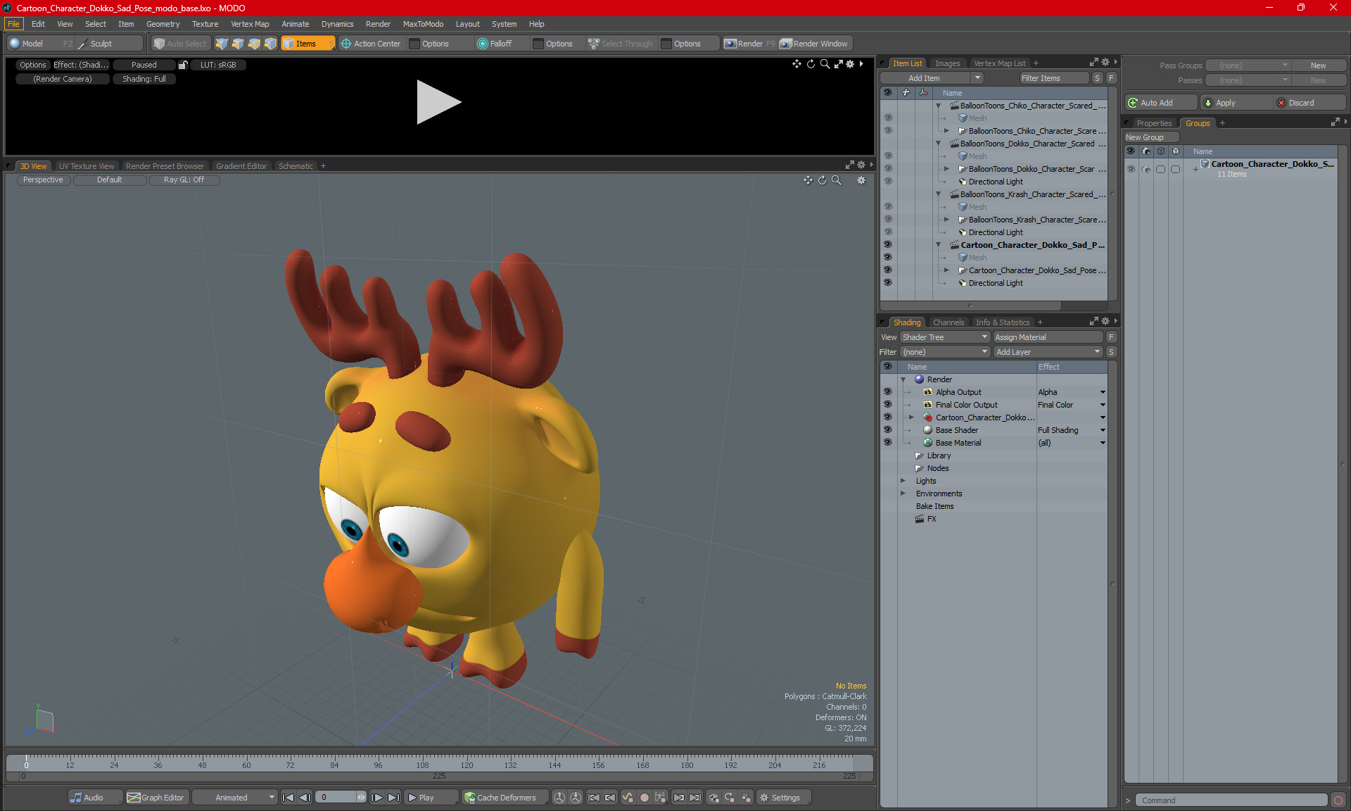 Cartoon Character Dokko Sad Pose 3D
