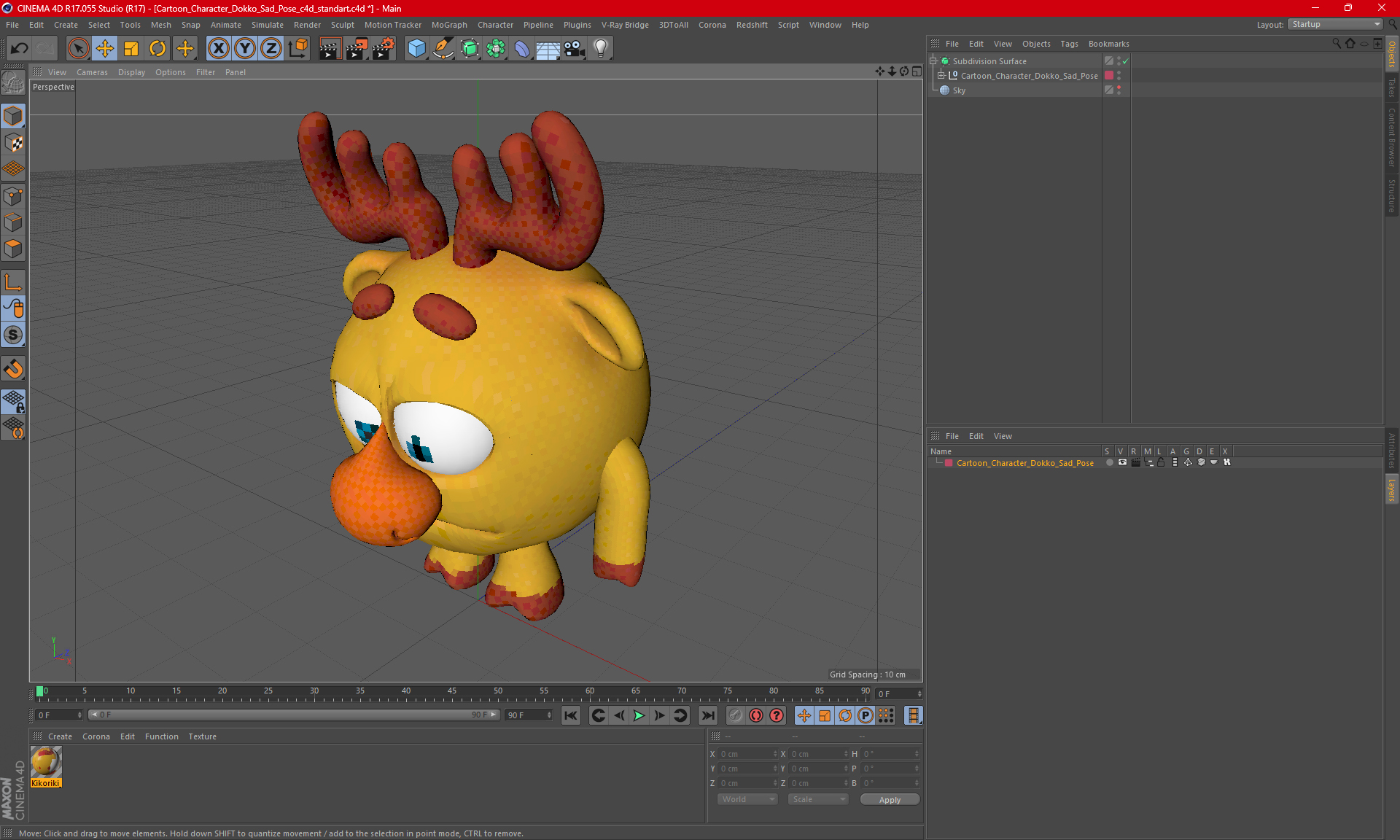 Cartoon Character Dokko Sad Pose 3D