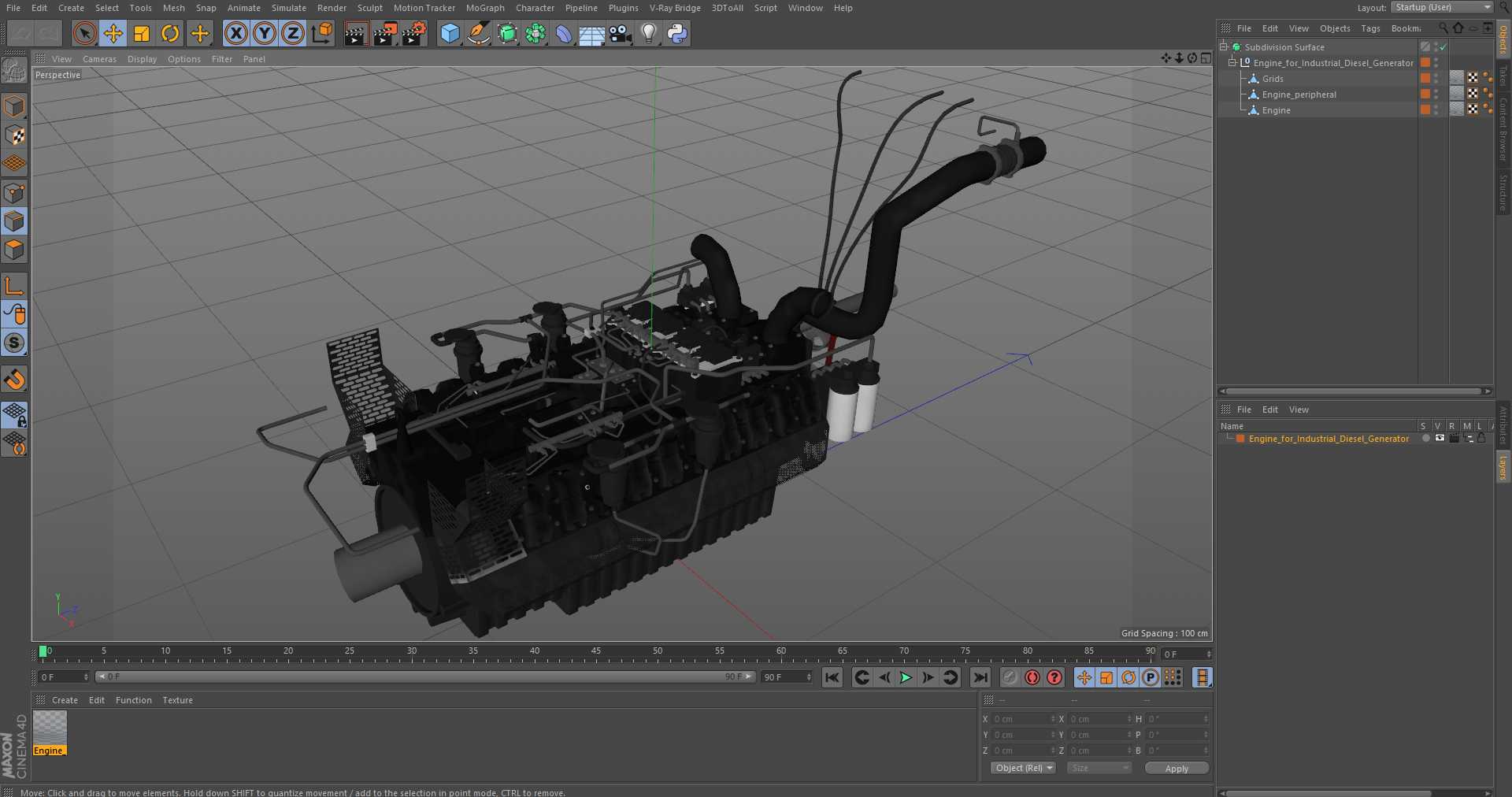 3D Engine for Industrial Diesel Generator model