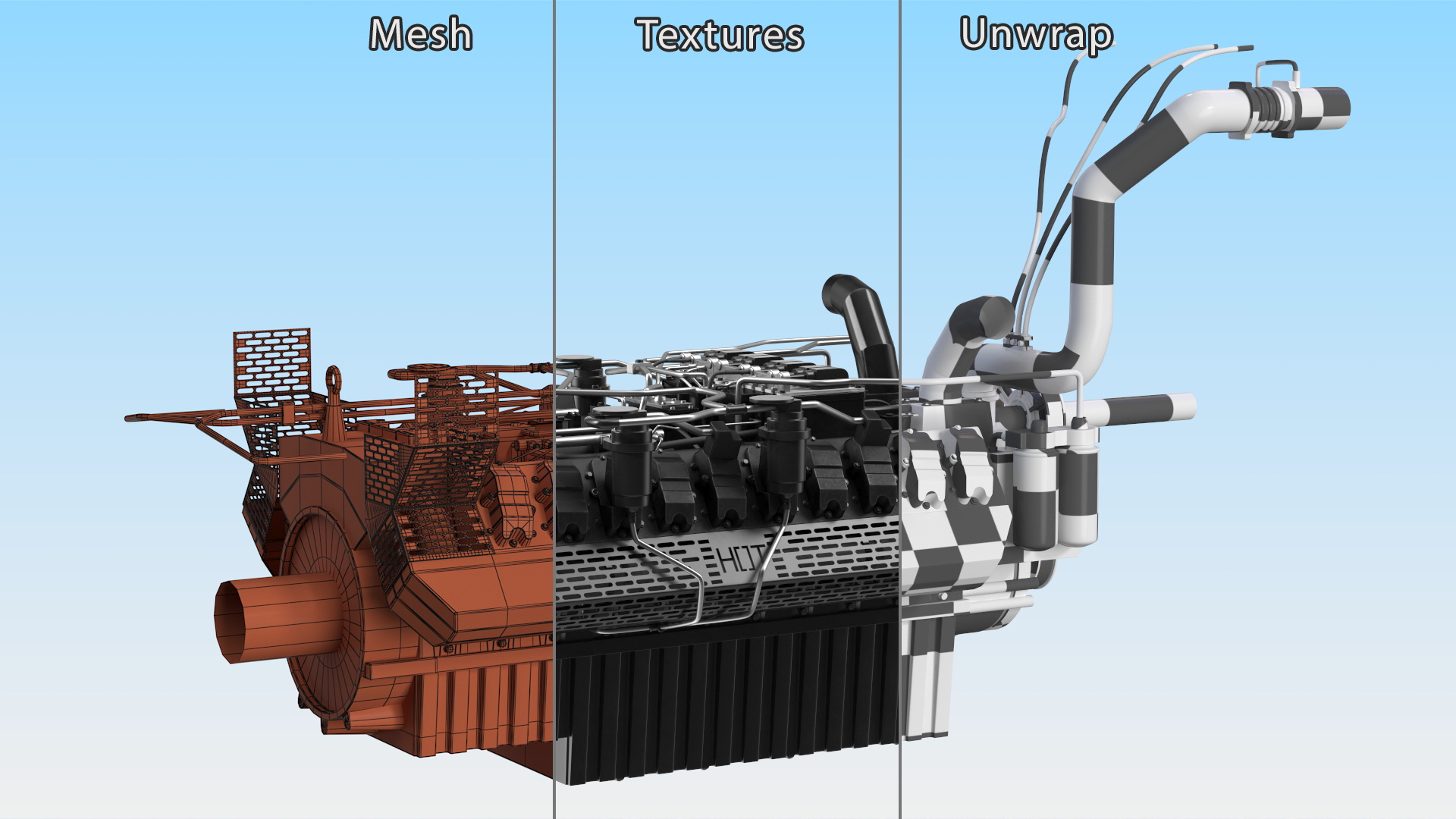 3D Engine for Industrial Diesel Generator model