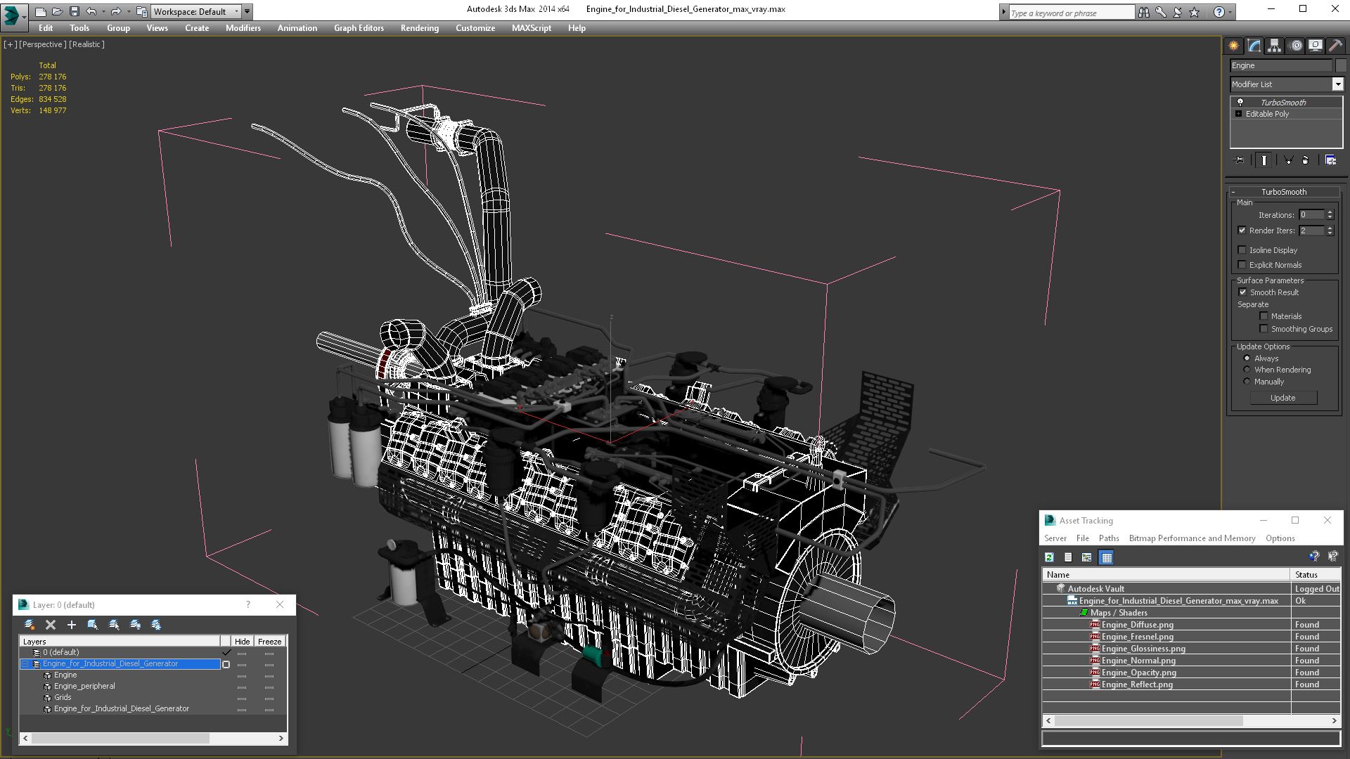 3D Engine for Industrial Diesel Generator model