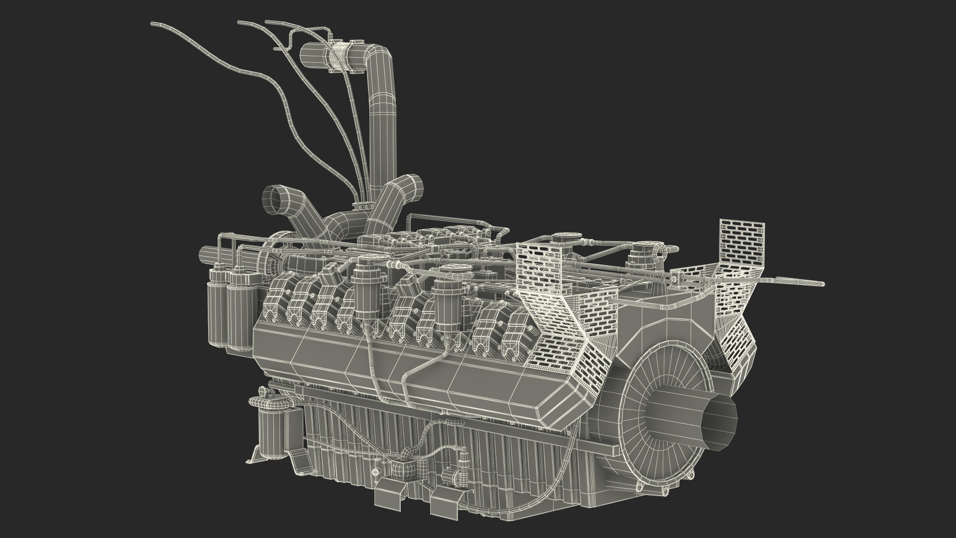 3D Engine for Industrial Diesel Generator model