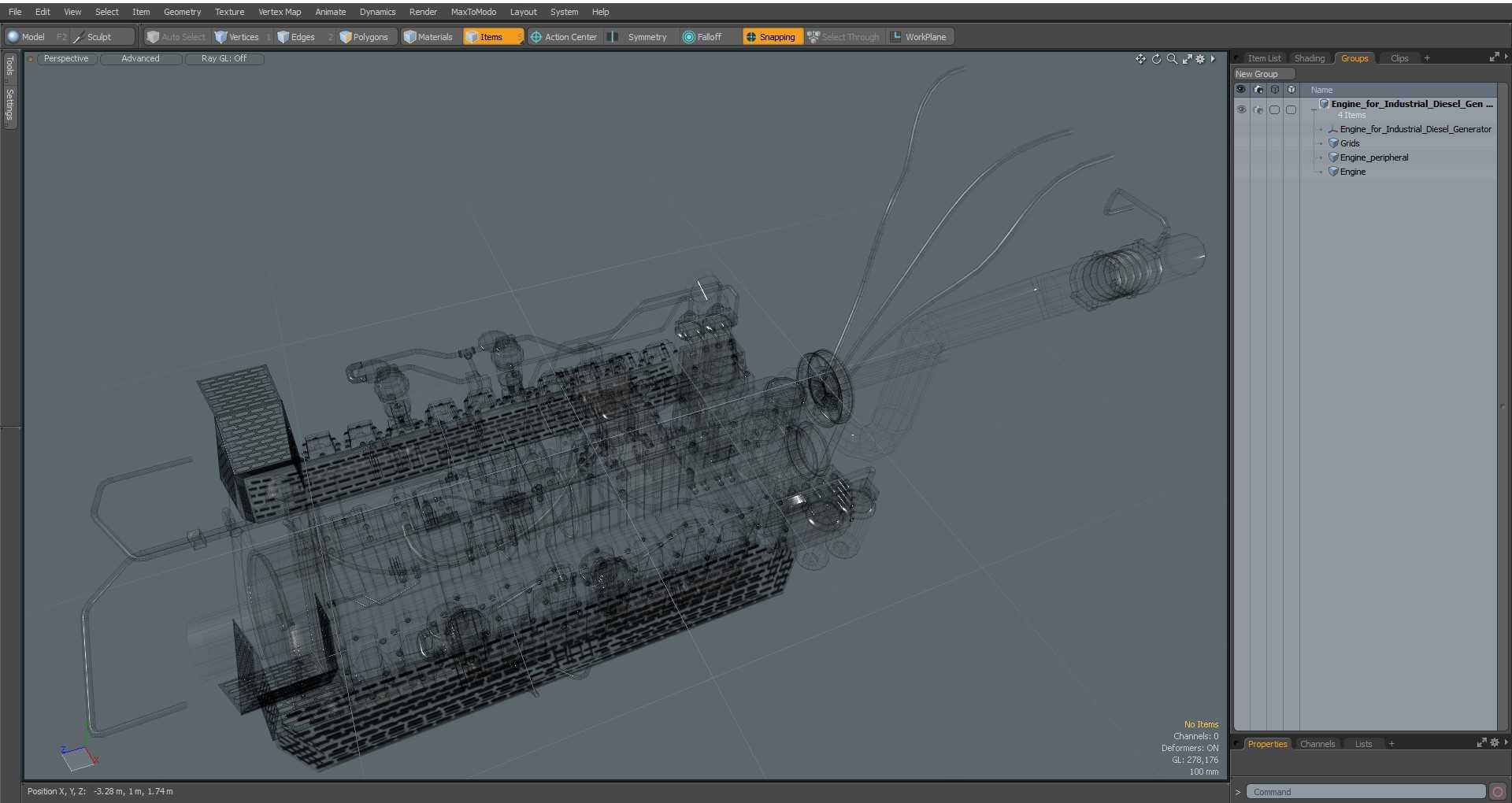 3D Engine for Industrial Diesel Generator model