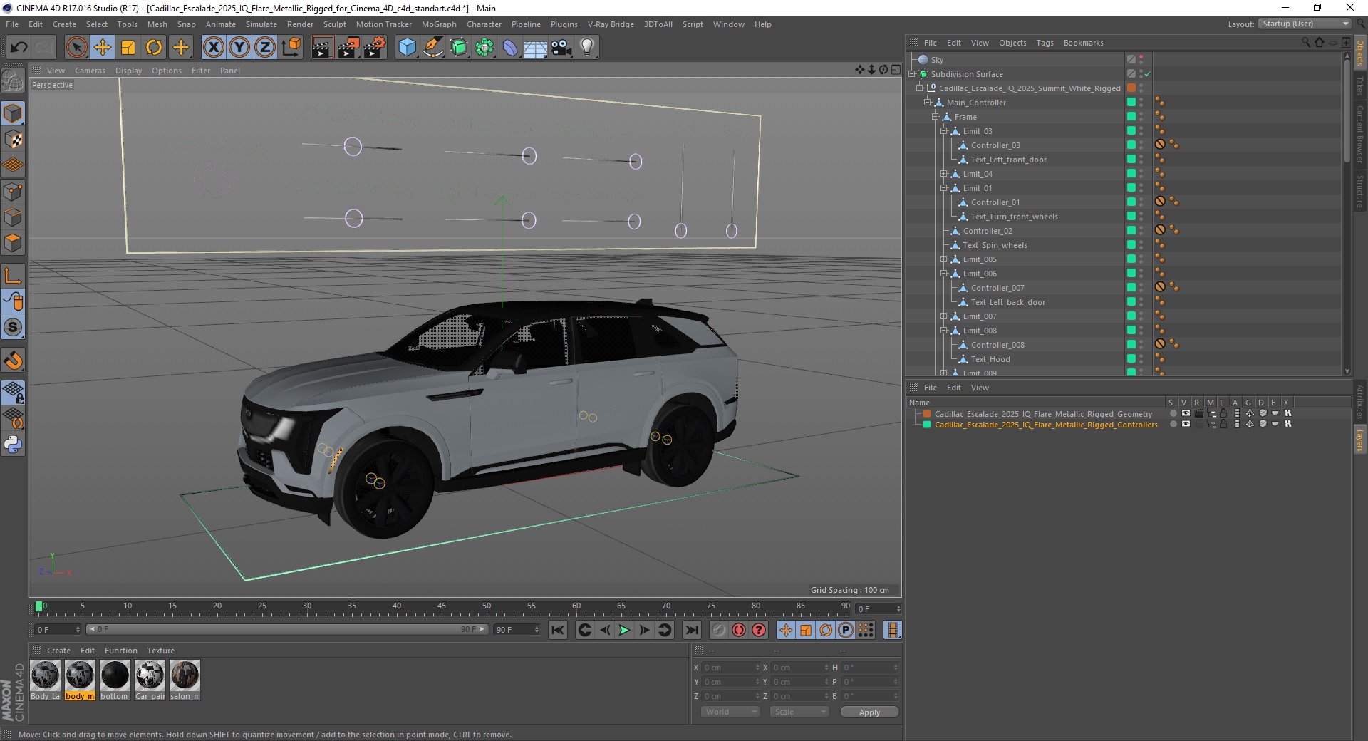 3D Cadillac Escalade 2025 IQ Flare Metallic Rigged for Cinema 4D