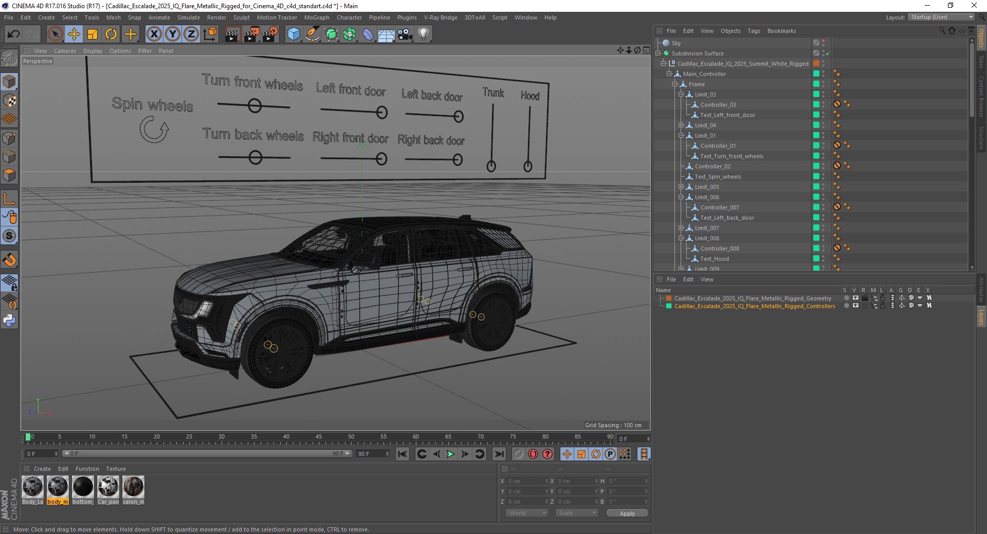 3D Cadillac Escalade 2025 IQ Flare Metallic Rigged for Cinema 4D