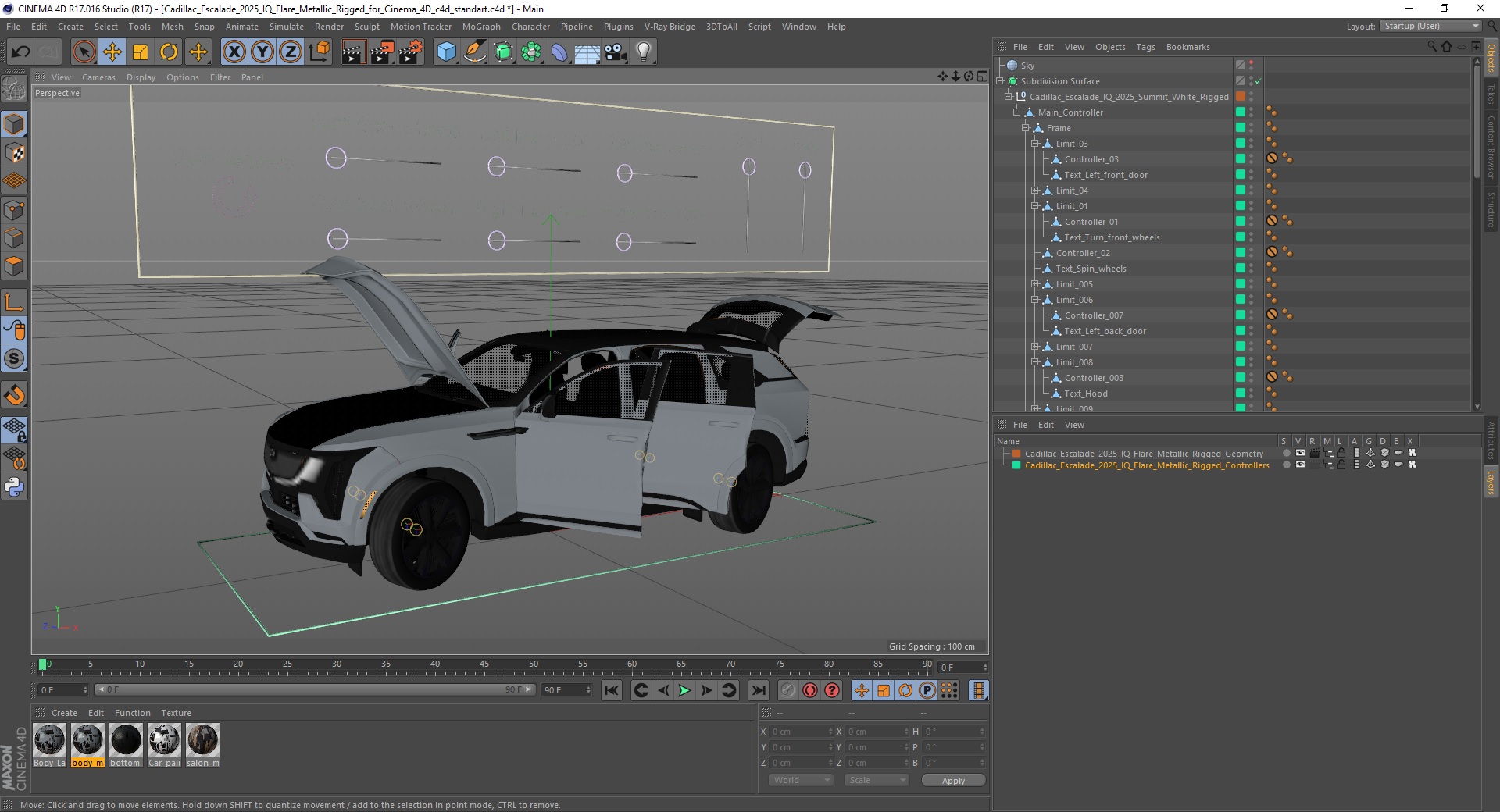 3D Cadillac Escalade 2025 IQ Flare Metallic Rigged for Cinema 4D