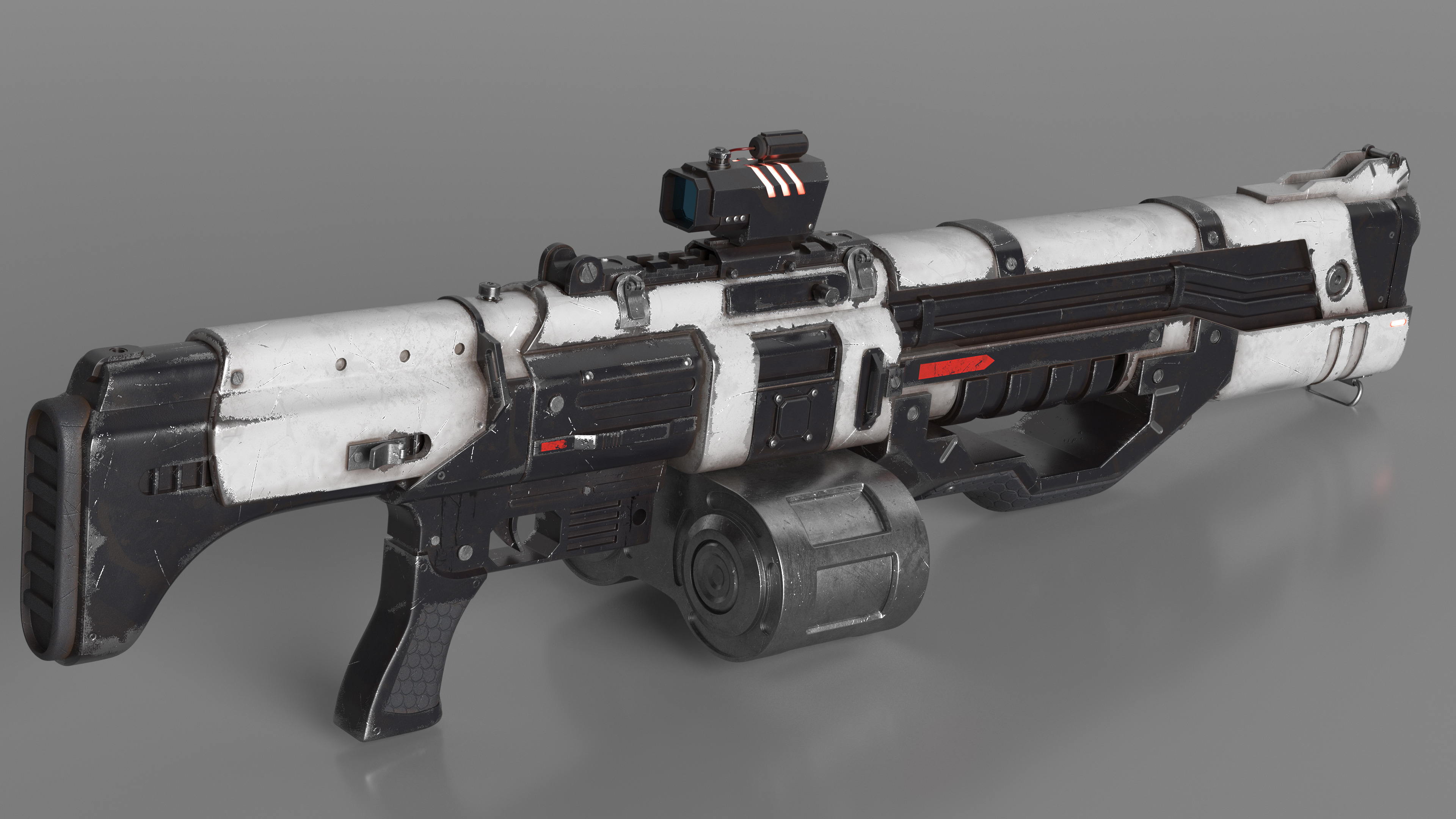 3D Used Sci Fi Machine Gun model
