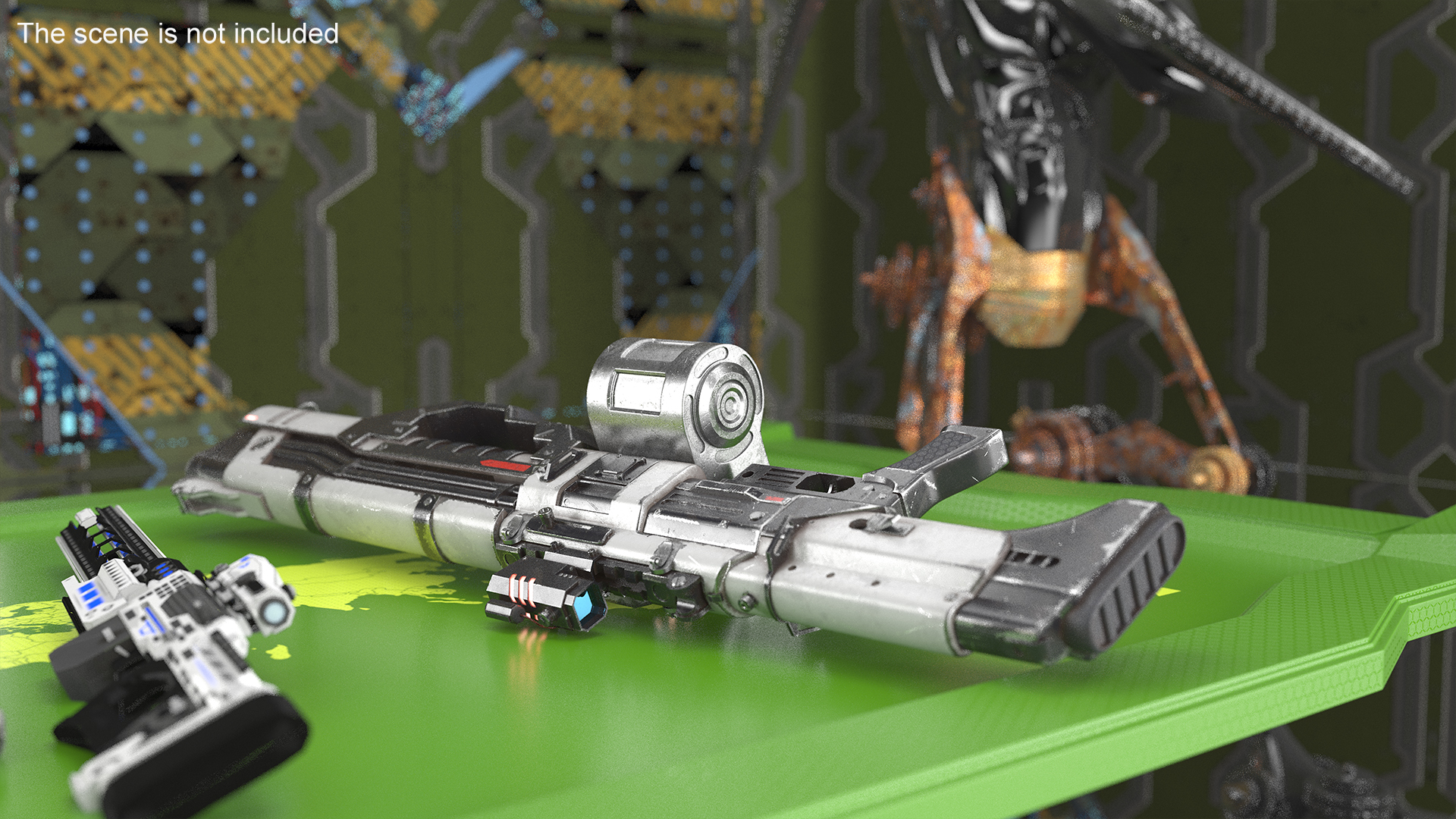 3D Used Sci Fi Machine Gun model