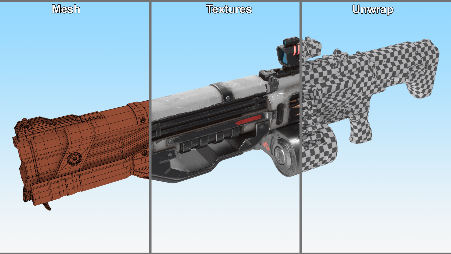 3D Used Sci Fi Machine Gun model