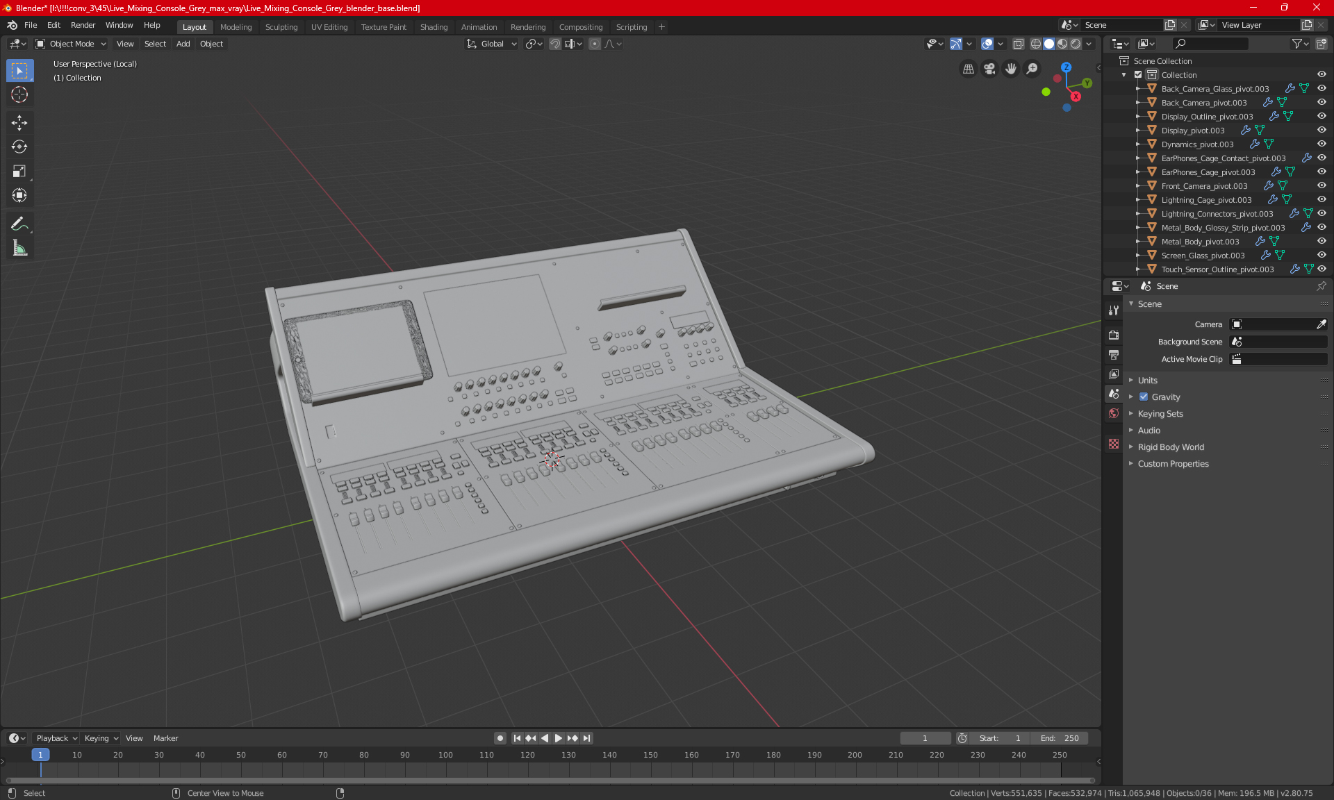 Live Mixing Console Grey 3D model
