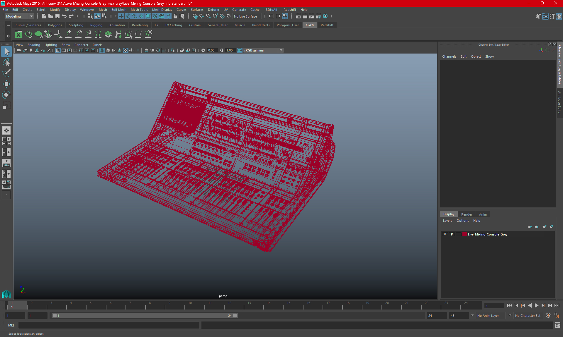 Live Mixing Console Grey 3D model