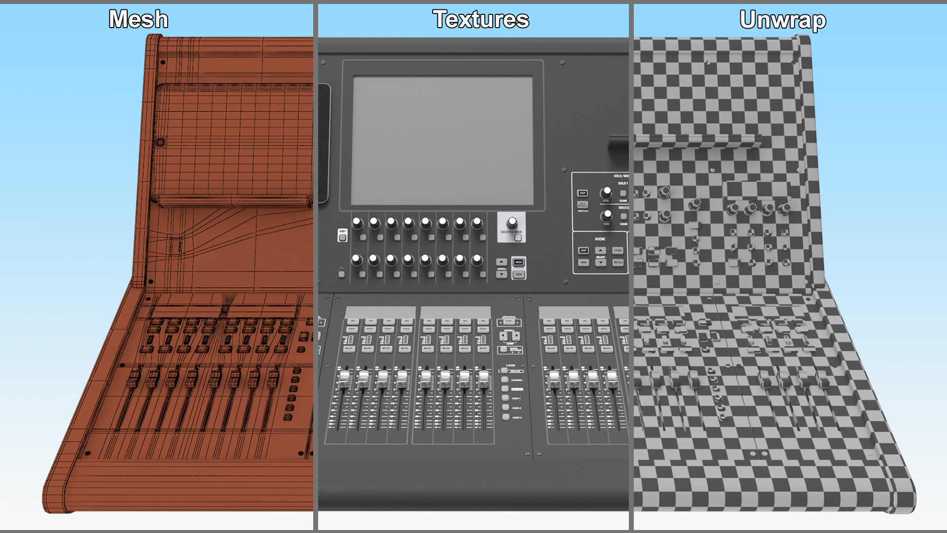 Live Mixing Console Grey 3D model