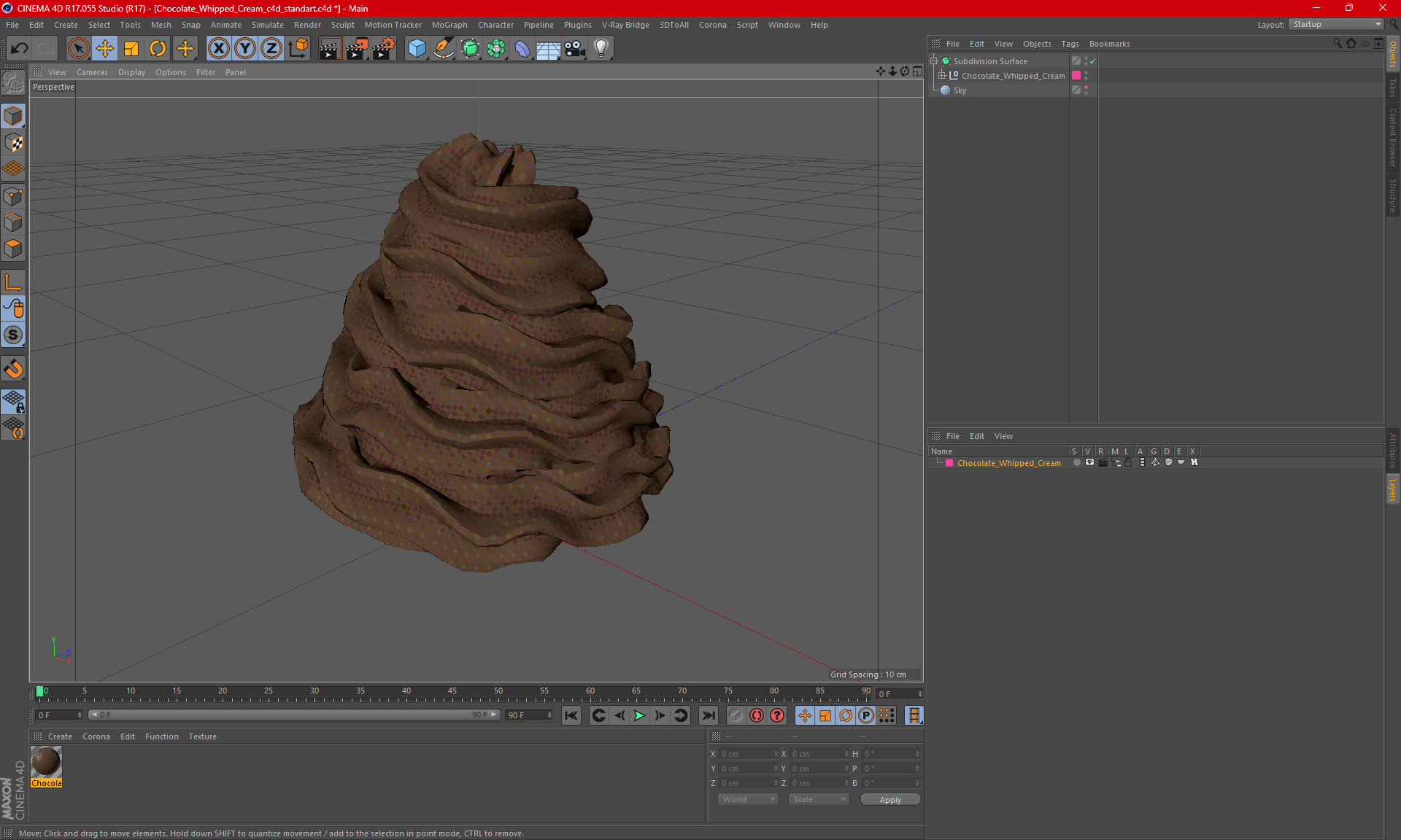 3D Chocolate Whipped Cream model