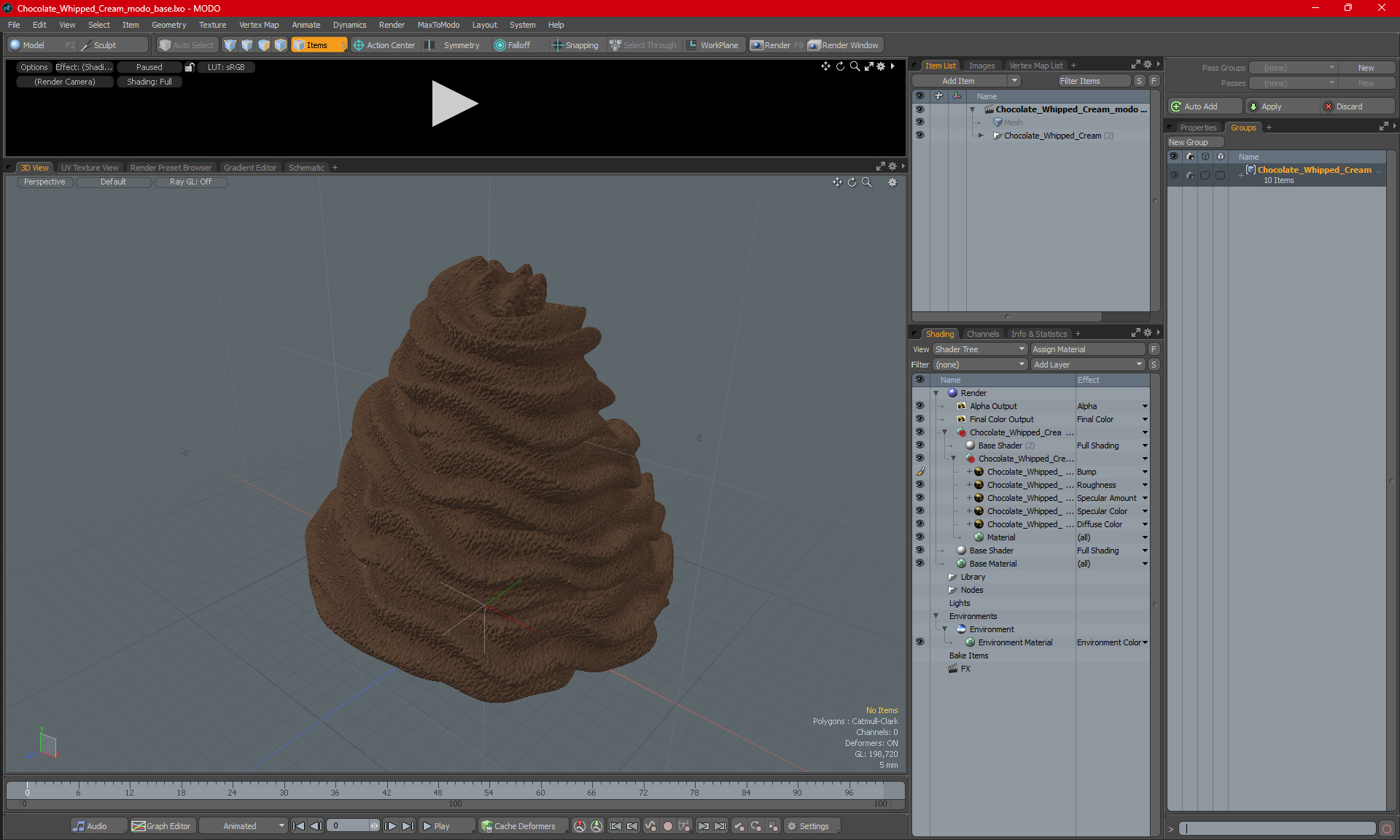 3D Chocolate Whipped Cream model