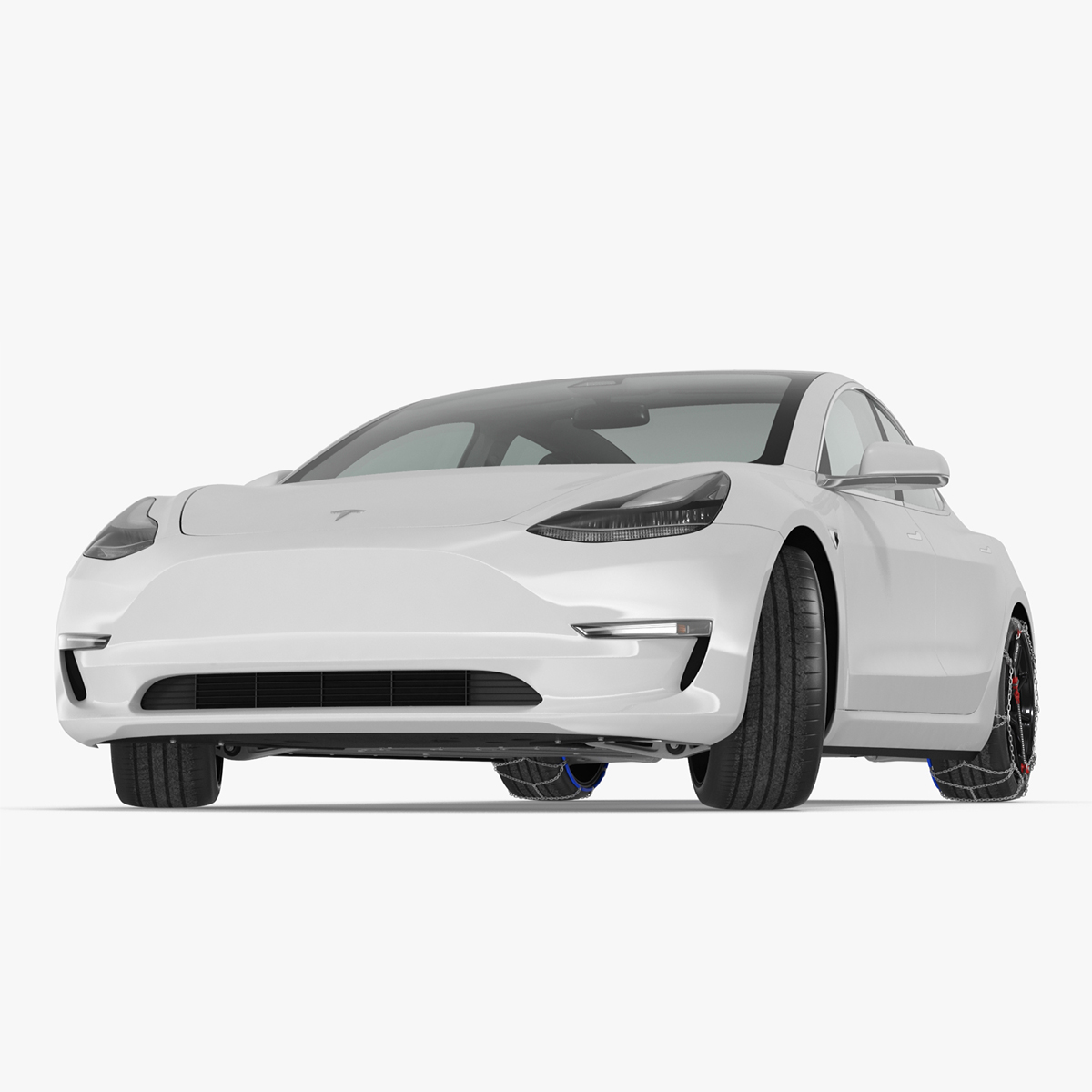 3D Snow Chains on Tesla Wheels Rigged for Cinema 4D model