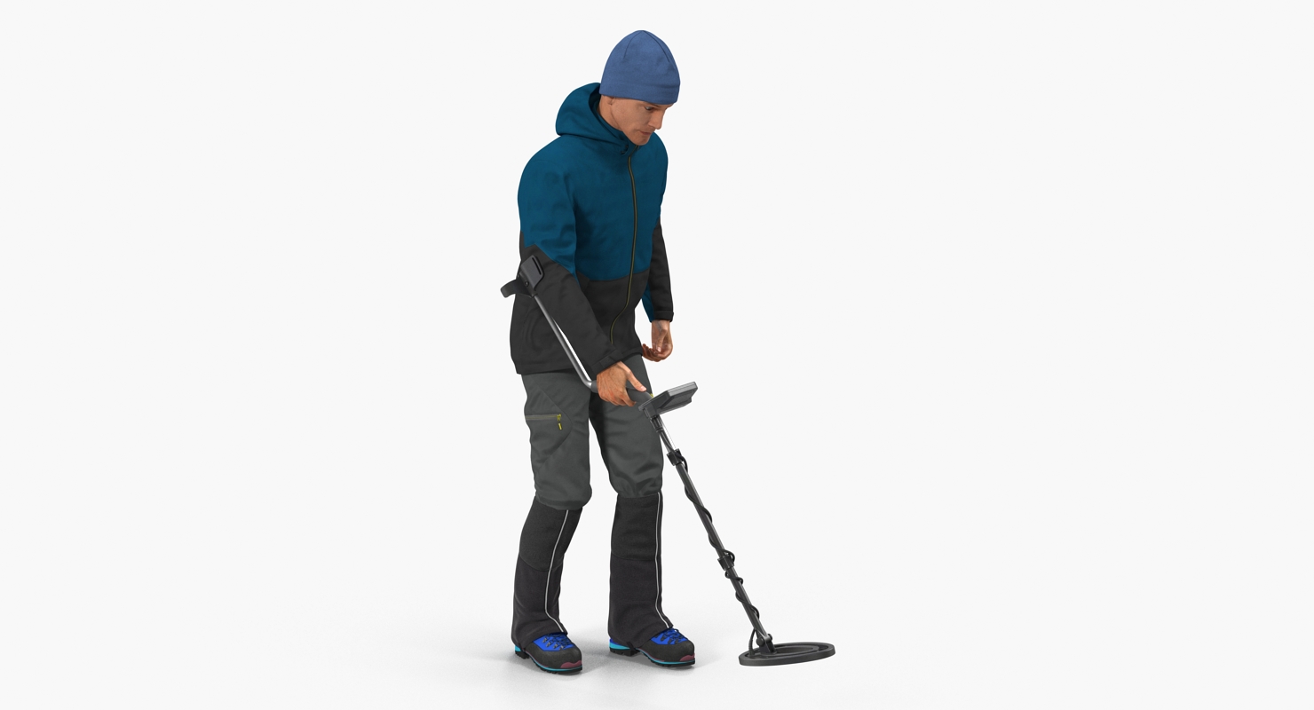 3D model Man with Metal Detector Rigged