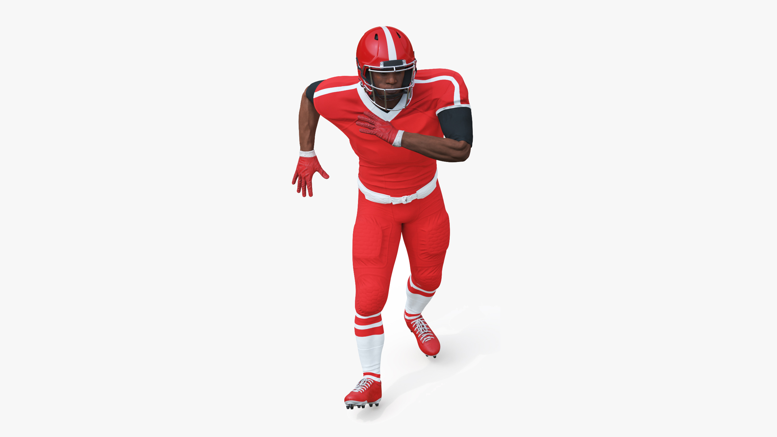 3D Red Uniform Black Man Football Player Rigged for Cinema 4D model