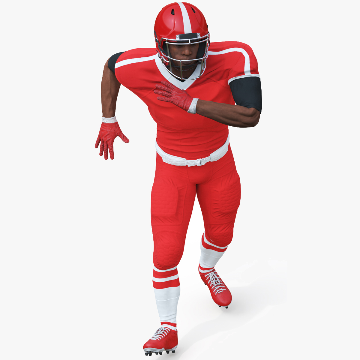 3D Red Uniform Black Man Football Player Rigged for Cinema 4D model
