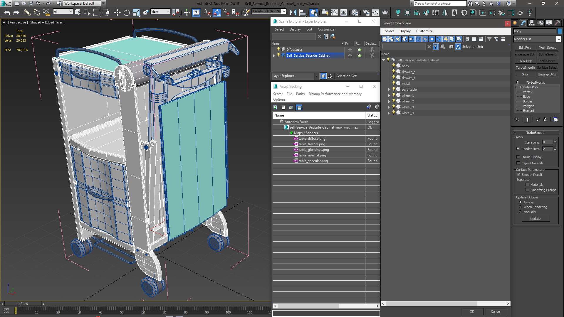 3D Self Service Bedside Cabinet model