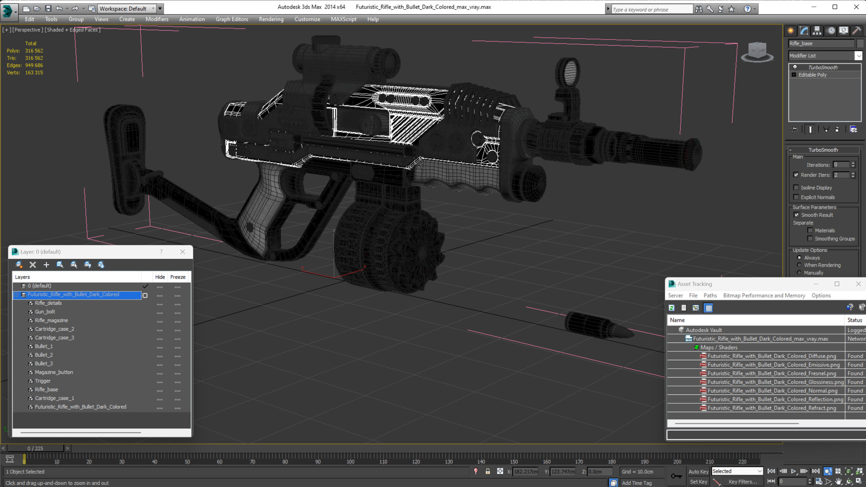 3D Futuristic Rifle with Bullet Dark Colored