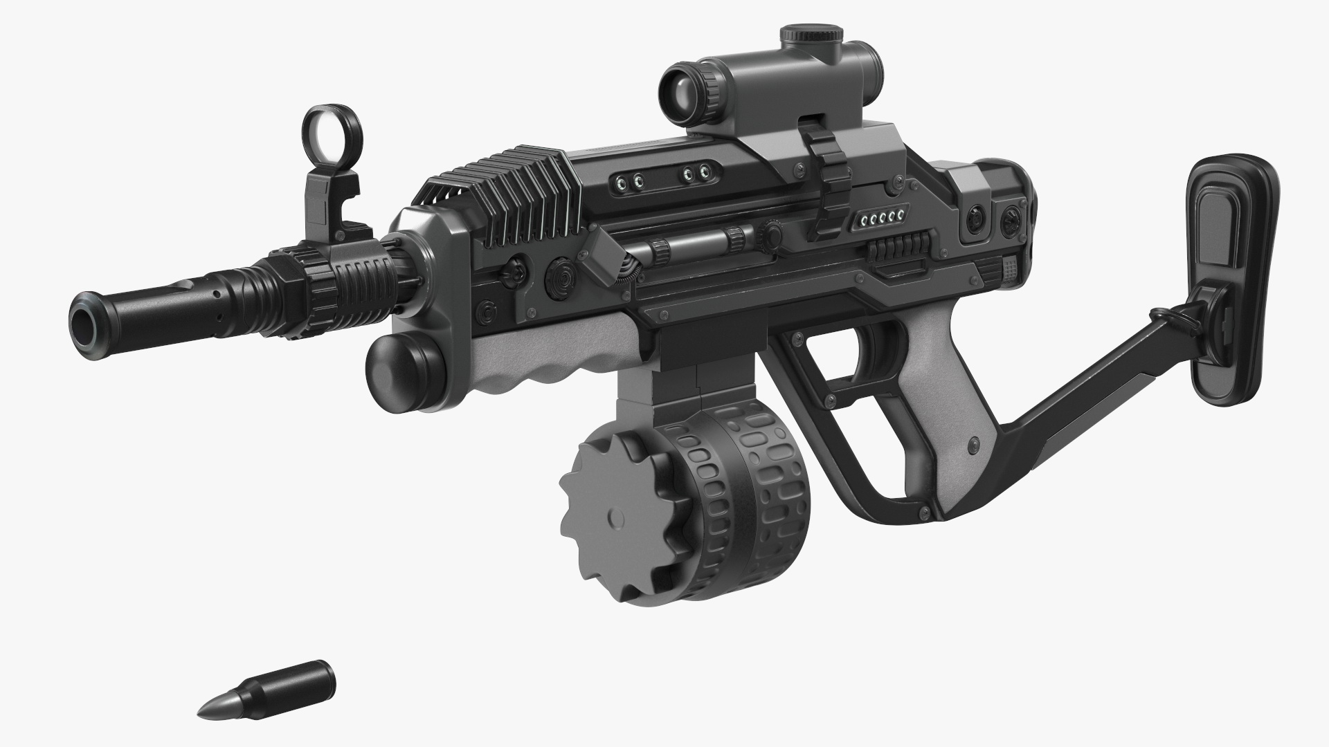 3D Futuristic Rifle with Bullet Dark Colored