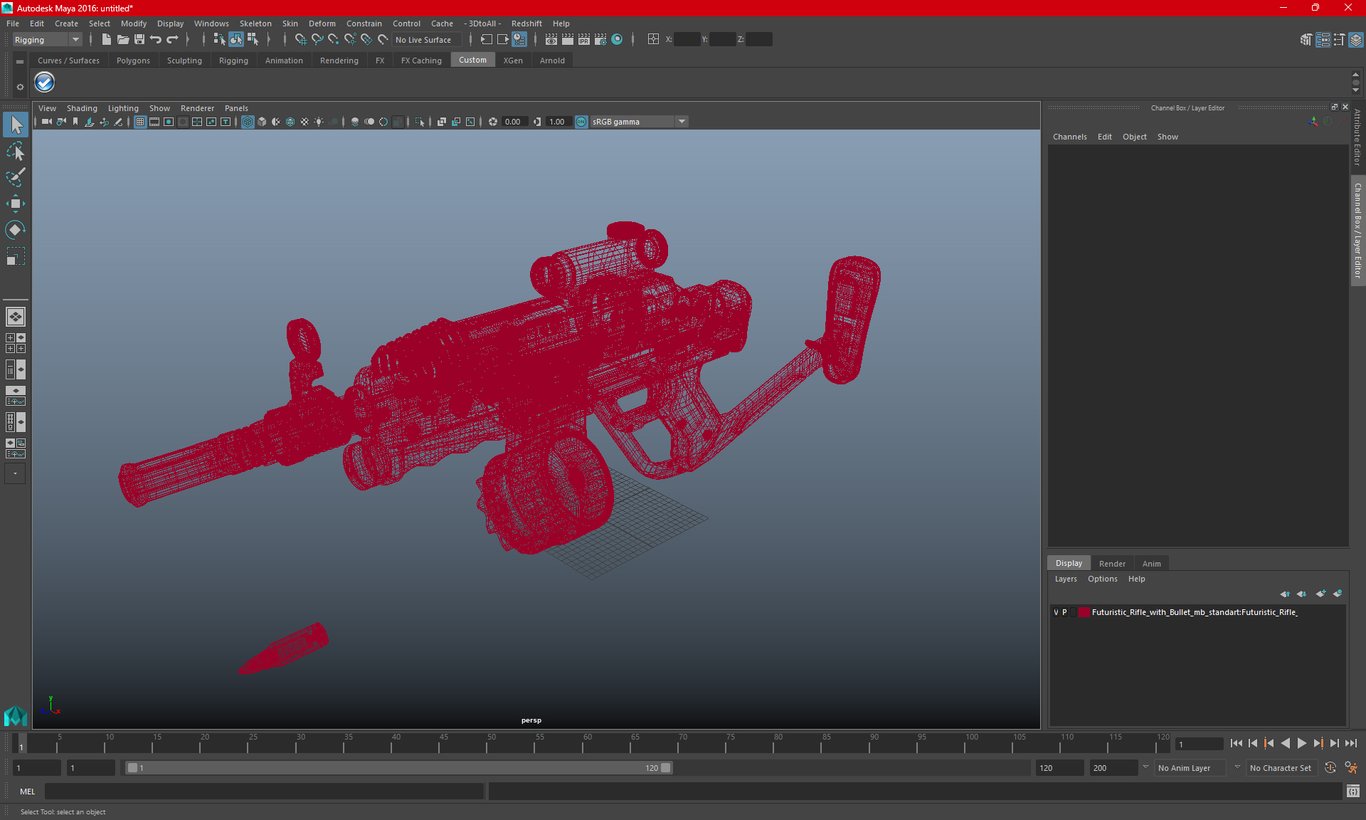 3D Futuristic Rifle with Bullet Dark Colored