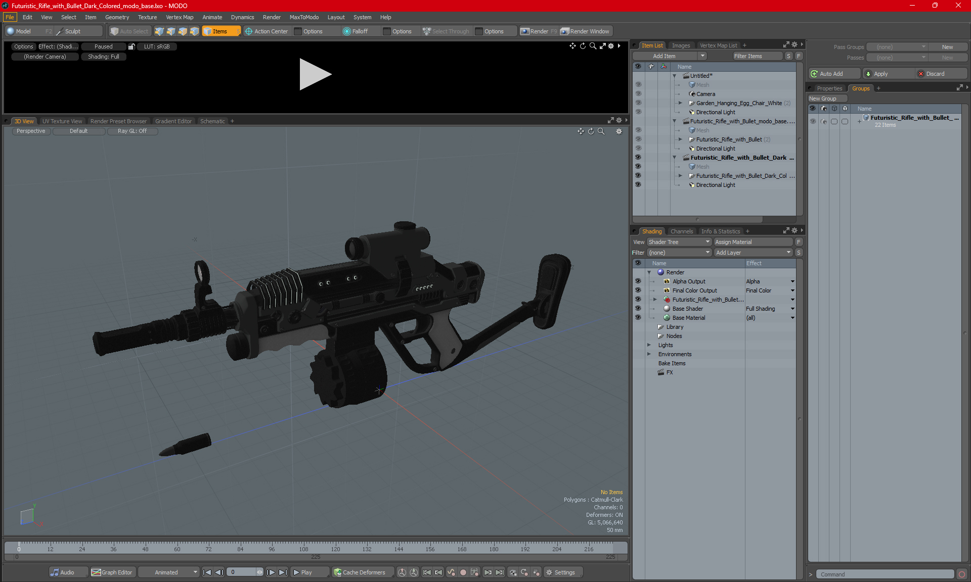 3D Futuristic Rifle with Bullet Dark Colored