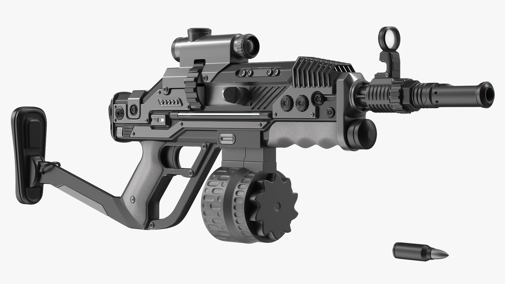 3D Futuristic Rifle with Bullet Dark Colored
