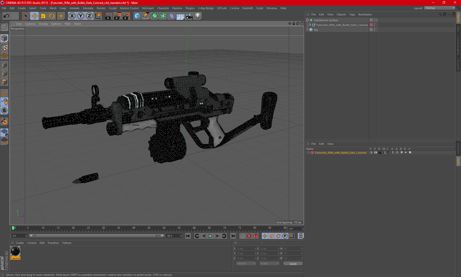 3D Futuristic Rifle with Bullet Dark Colored