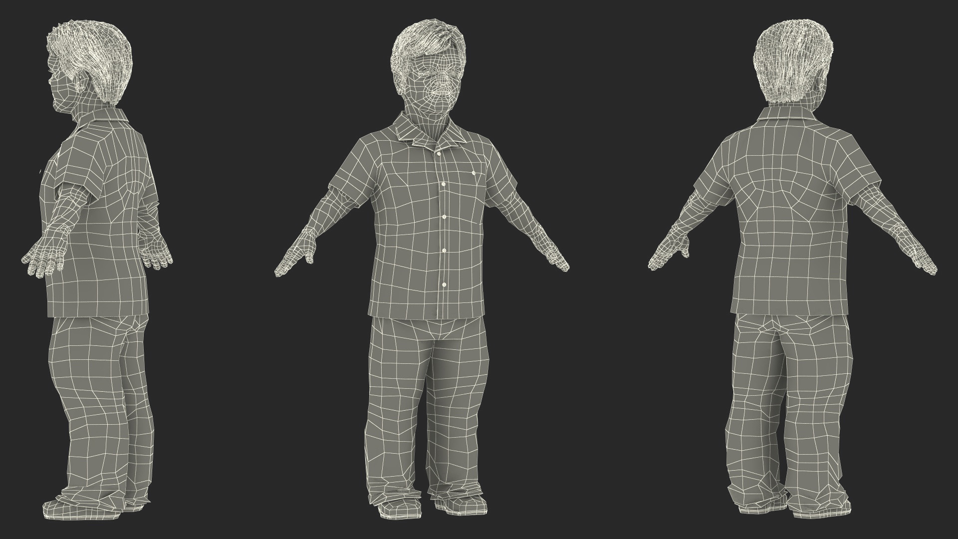 Dwarf Man Wearing Casual Clothes A-pose 3D model
