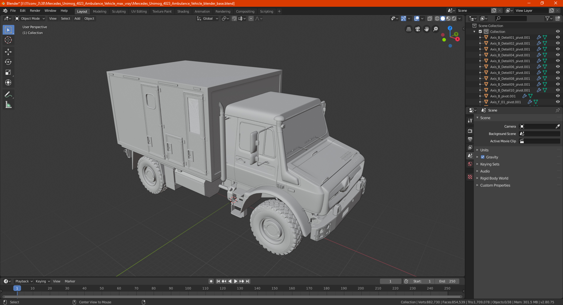 3D Mercedes Unimog 4023 Ambulance Vehicle model