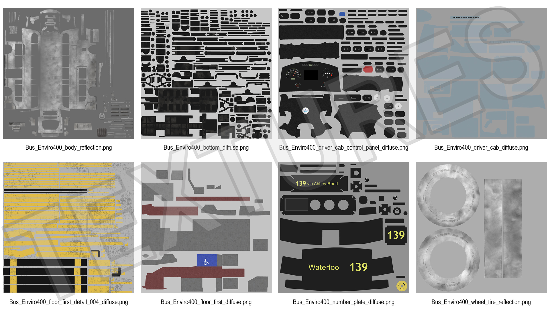 3D Double Decker City Bus Enviro400 Simple Interior model
