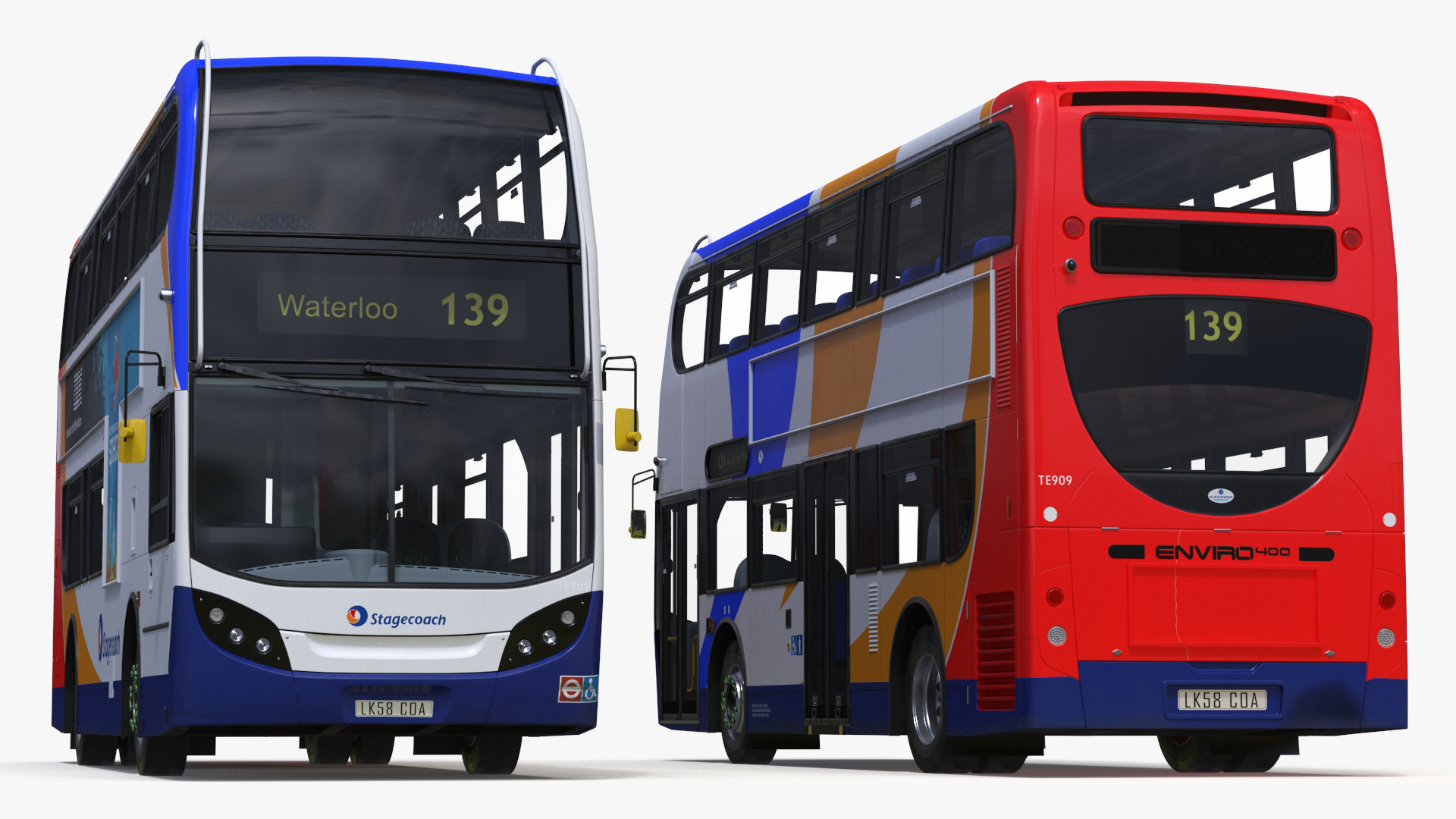 3D Double Decker City Bus Enviro400 Simple Interior model
