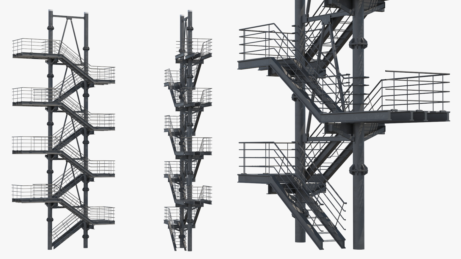 3D model Modular Fire Escape Black