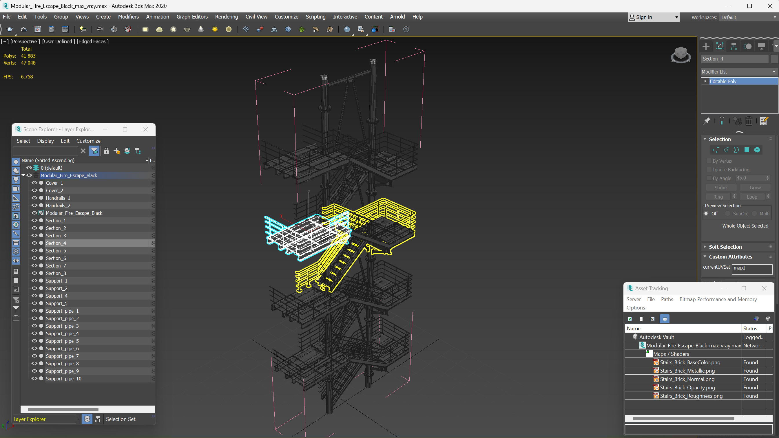 3D model Modular Fire Escape Black