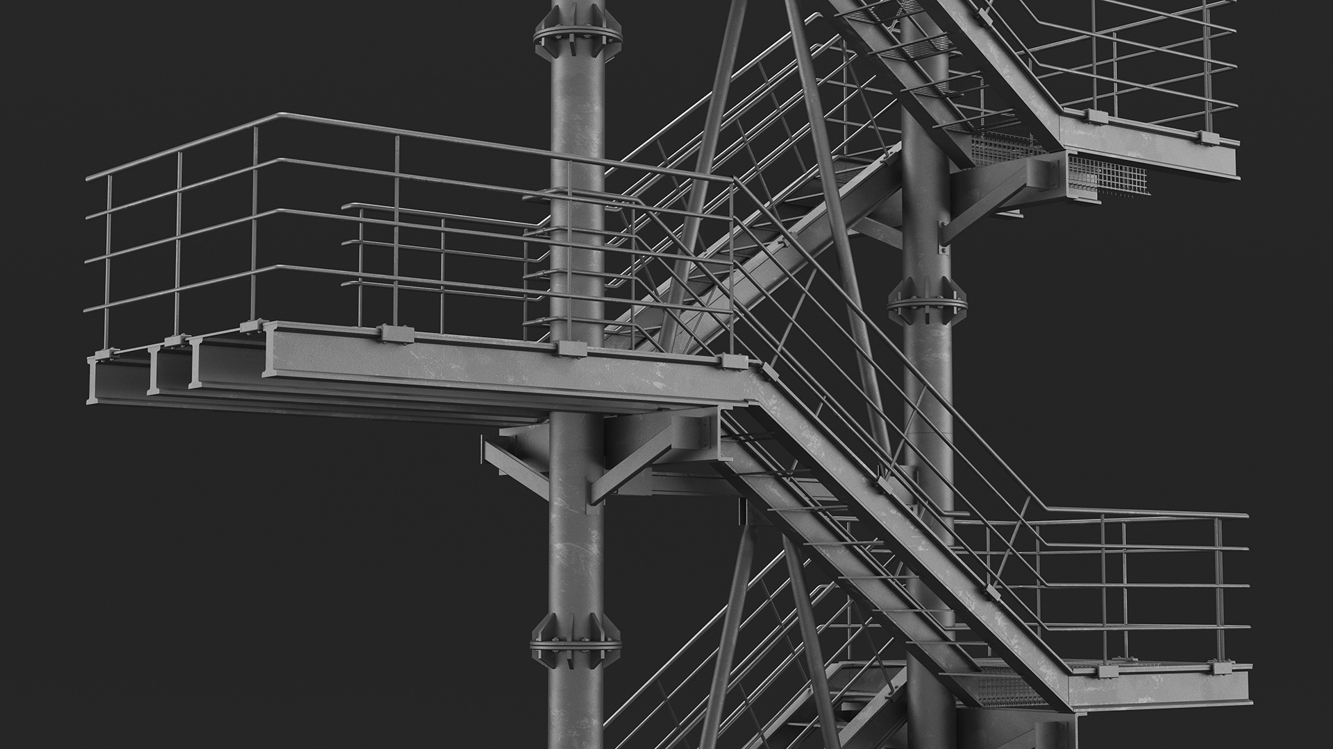 3D model Modular Fire Escape Black