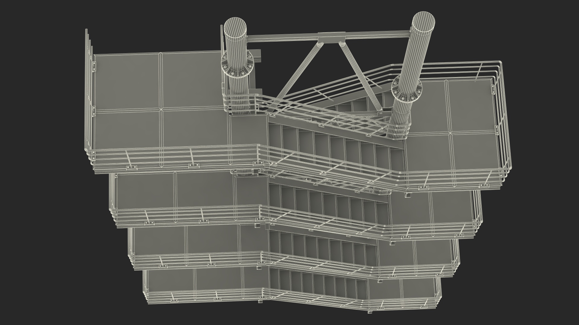 3D model Modular Fire Escape Black