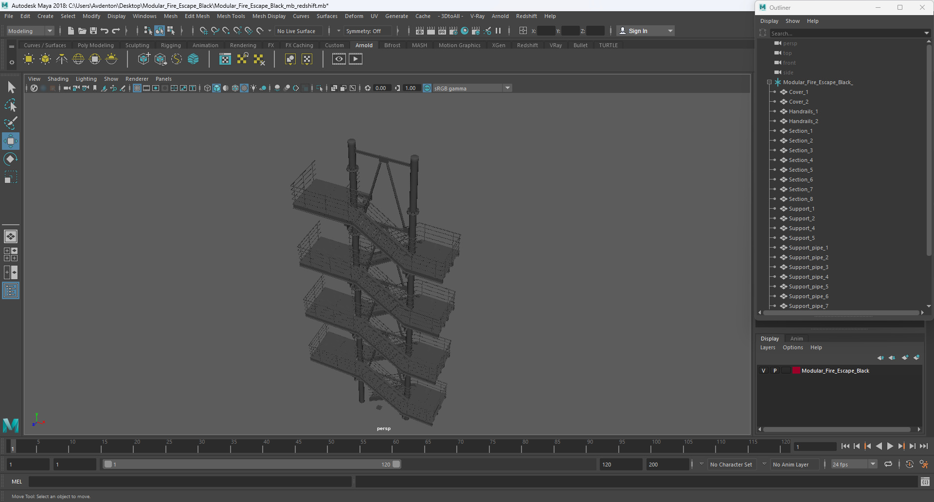 3D model Modular Fire Escape Black